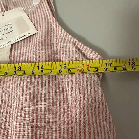 NWT beachlunchlounge Red and White Stripe Ruffle Cotton Linen Dress | Medium - Picture 8 of 9